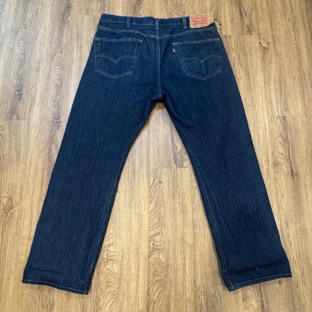 Levis 501 Original Fit Mens Dark Wash Indigo Button Fly Jeans 38x30 00501-0115 - Picture 2 of 6